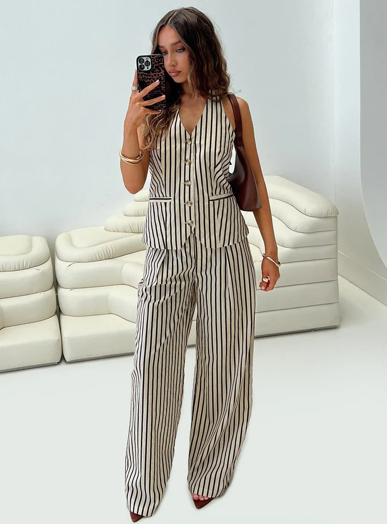 Cassiopeia Set Beige Stripe | Princess Polly US