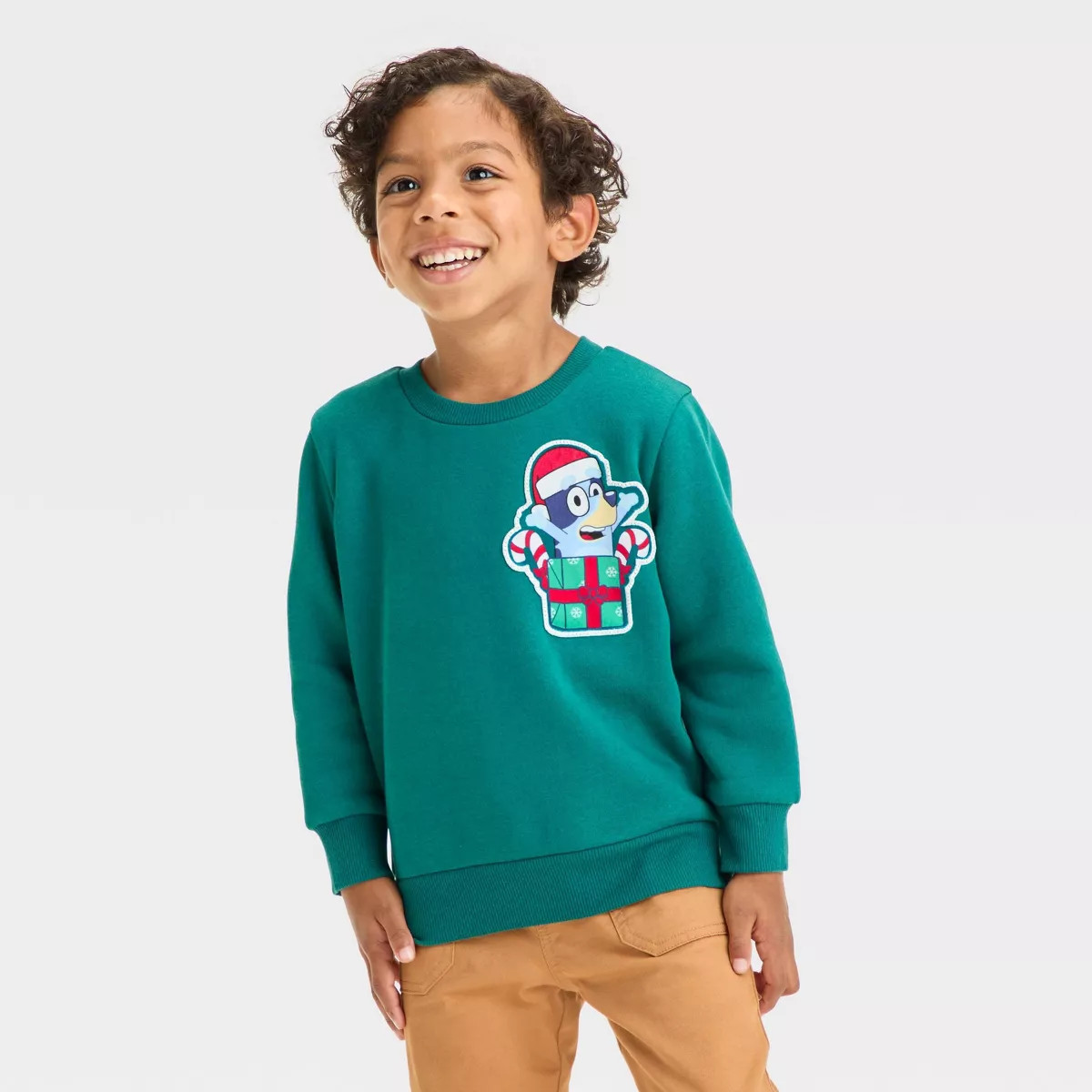 Toddler Boys' Bluey Christmas Wish List Fleece Pullover - Green | Target