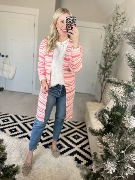 Weekend Walmart wins try on
Pink stripe cardigan small 
White sweater medium 


#LTKstyletip #LTKSeasonal #LTKunder50