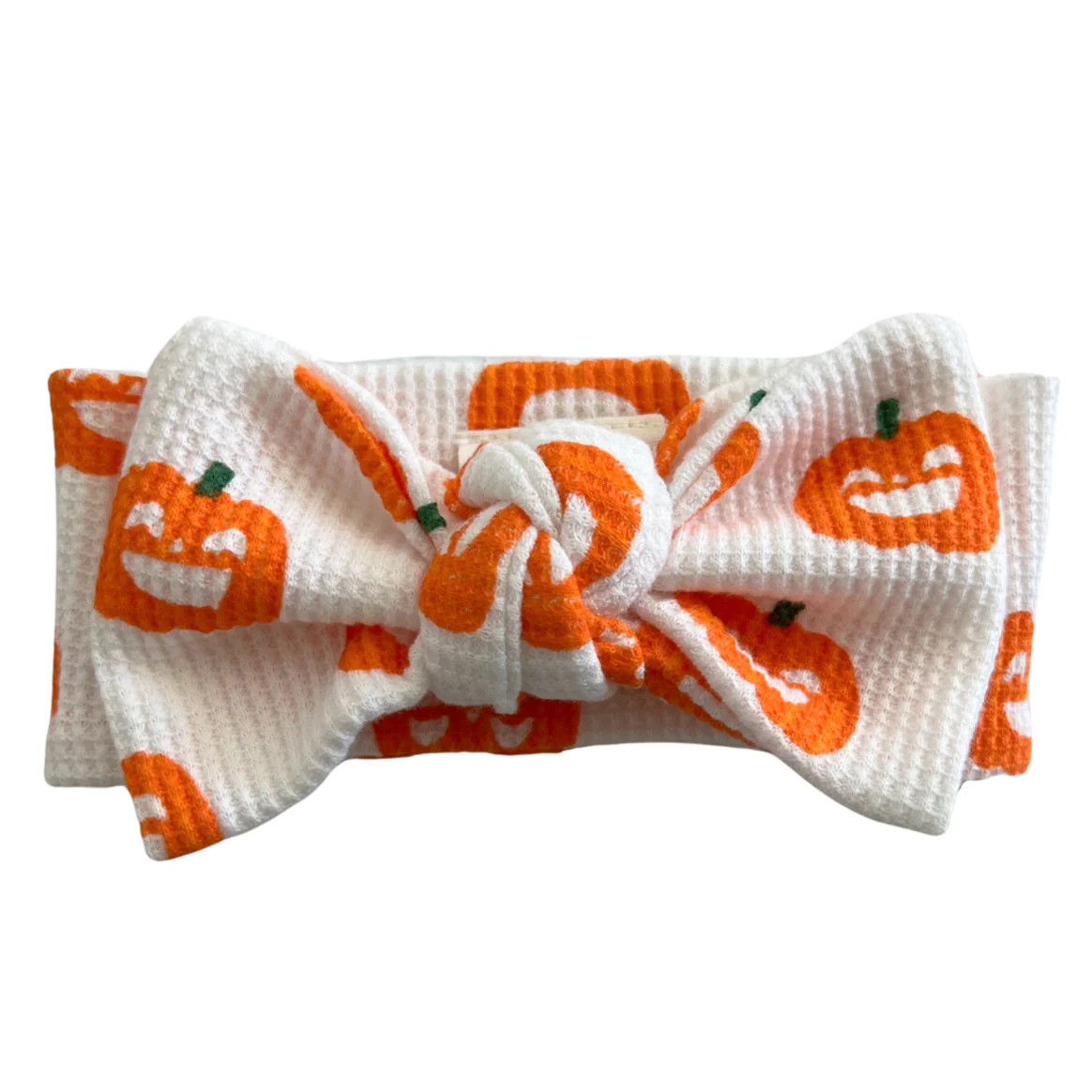 Organic Waffle Knot Bow, Jack-O-Lantern | SpearmintLOVE