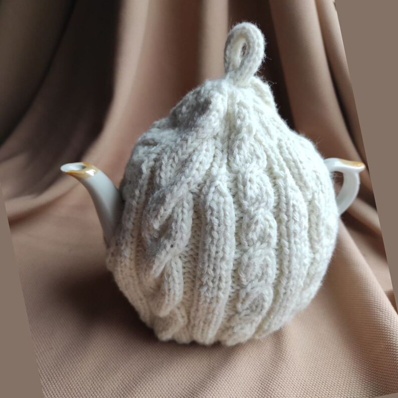 Tea Cosy Teapot Cover White Cable Knitting Hand Knitted Tea Cozy for Teapot Kitchen Accessories T... | Etsy (US)