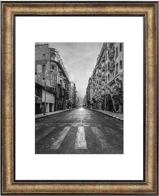 Golden State Art, 11x14 Photo Frame with Mat for Pictures 8x10 and Real Glass (Dark Gold Brown & ... | Amazon (US)