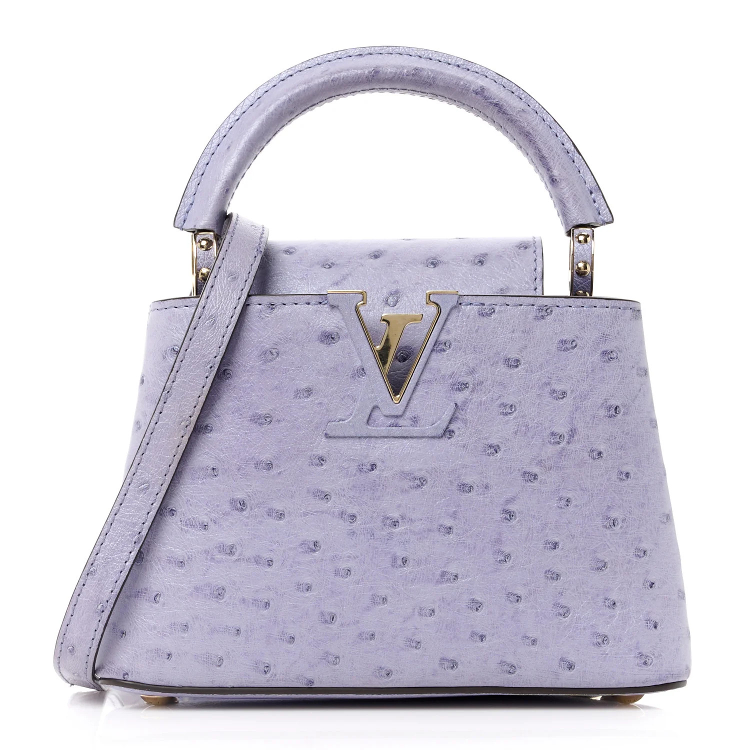 Ostrich Capucines Mini Grey | FASHIONPHILE (US)