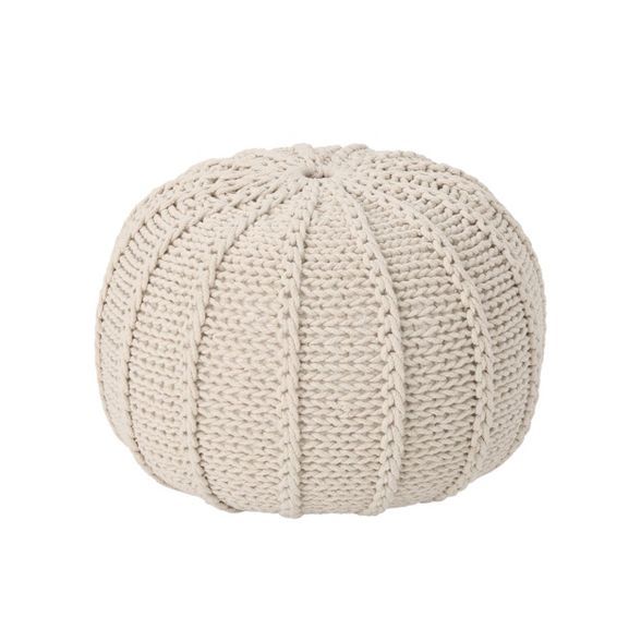 Corisande Knitted Cotton Pouf - Christopher Knight Home | Target