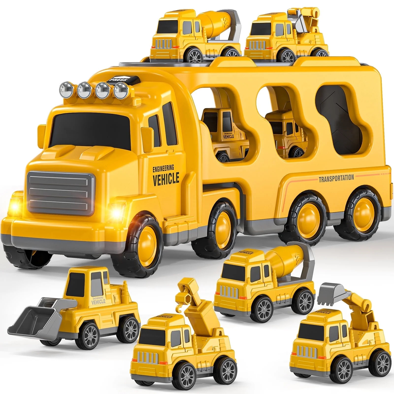 Construction Truck Toys for 3-7 Years Old Boys - Kids Friction Powered Car Toys for Toddler Ages ... | Walmart (US)