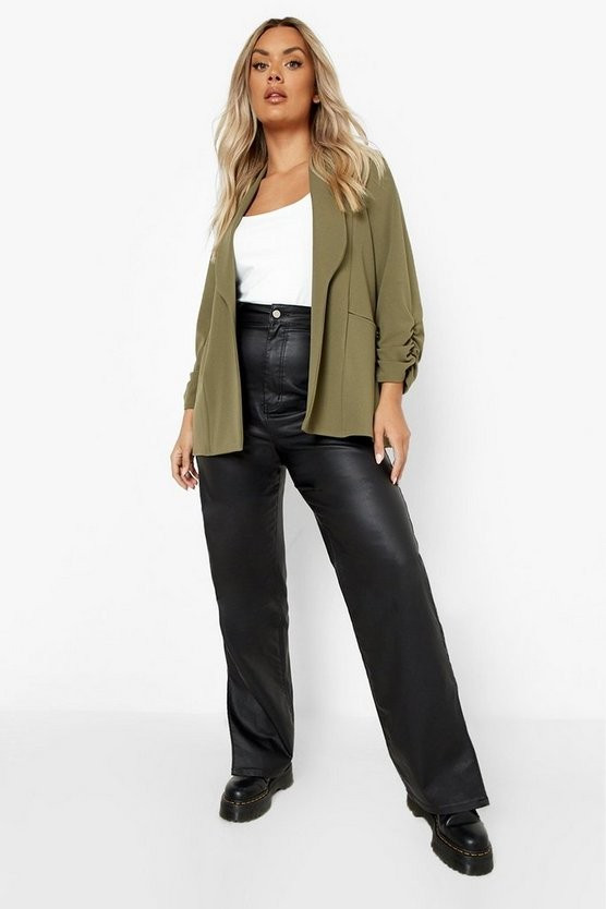 Plus Ruched Sleeve Blazer | Boohoo.com (US & CA)