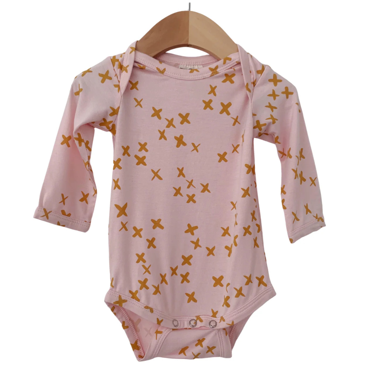 Long Sleeve Bodysuit, Pink Kisses | SpearmintLOVE