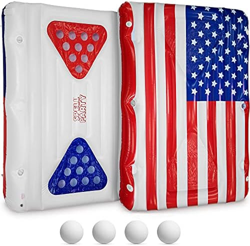 Pool Pong Pool Float - XL 6FT 2-in-1 Inflatable Pool Pong Table for Adult Pool Pong & Pool Games & L | Amazon (US)