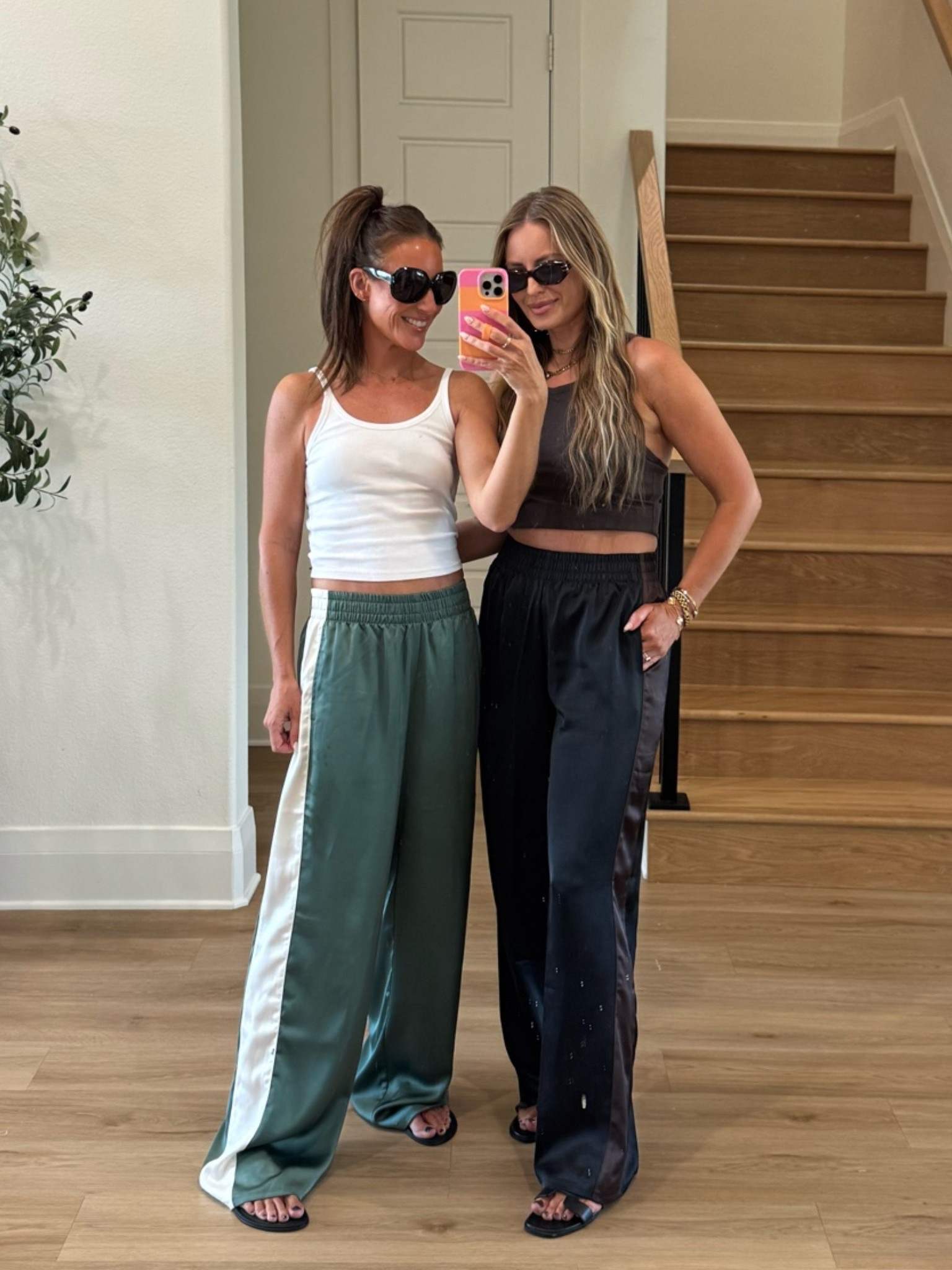 These satin track pants! I’m in small.

#LTKootd #LTKTravel #LTKgrwm
