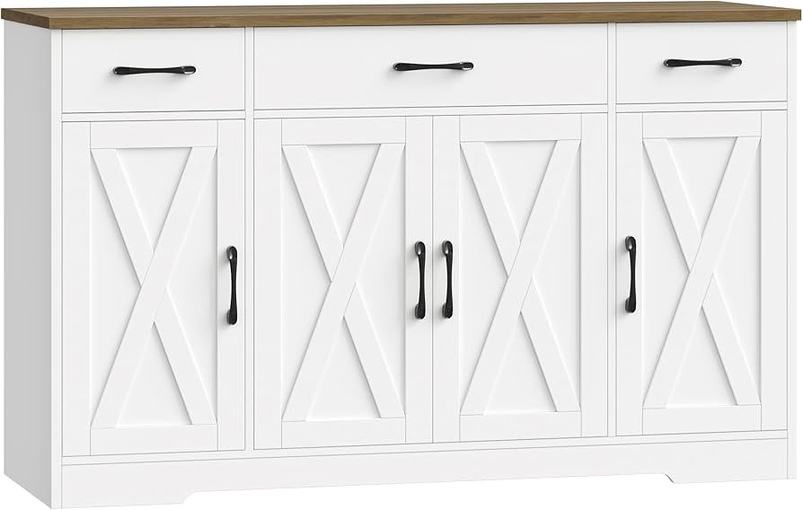 Large Storage Space: Featured four doors cabinets with one sizeable fixed shelf and two side adju... | Amazon (US)