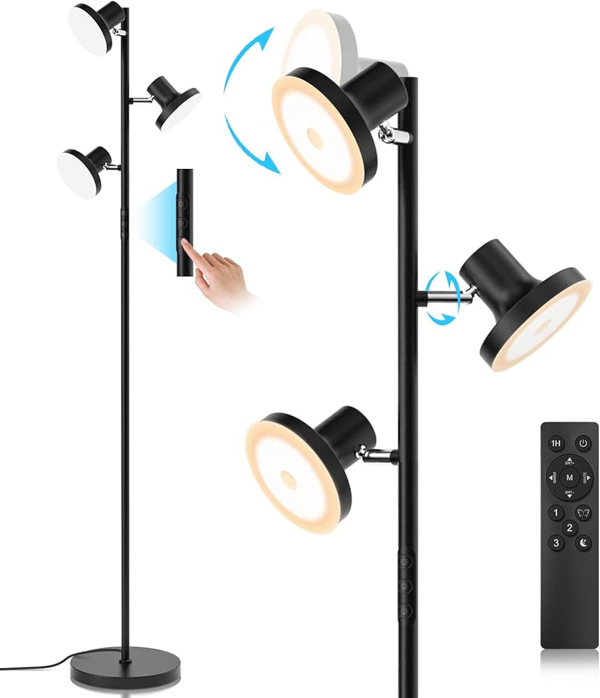 36W LED Tree Floor Lamp, Modern Dimmable Standing Lamp with Remote & Touch Control, 4 Color Tempe... | Amazon (US)