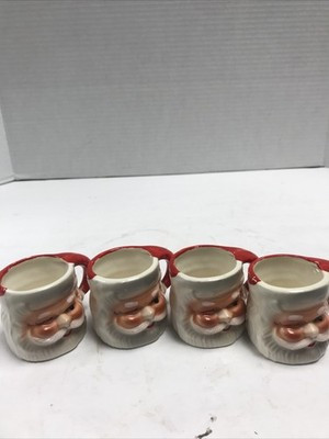 Lot of 4 Vintage Santa Ceramic Mini Christmas Mug Santa Faces Japan 1 3/4" tall | eBay US