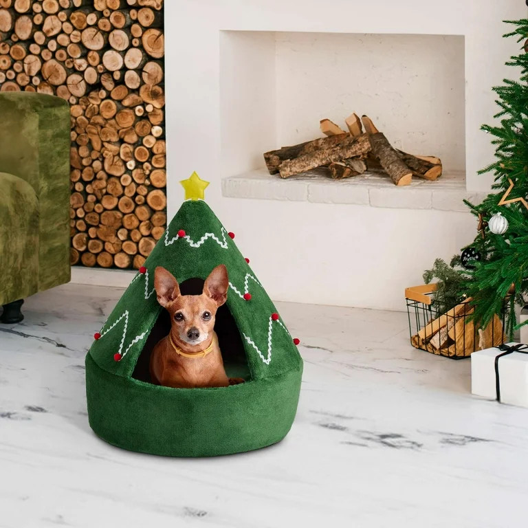 Vibrant Life Small Hideaway Pet Bed, Christmas Tree - Walmart.com | Walmart (US)