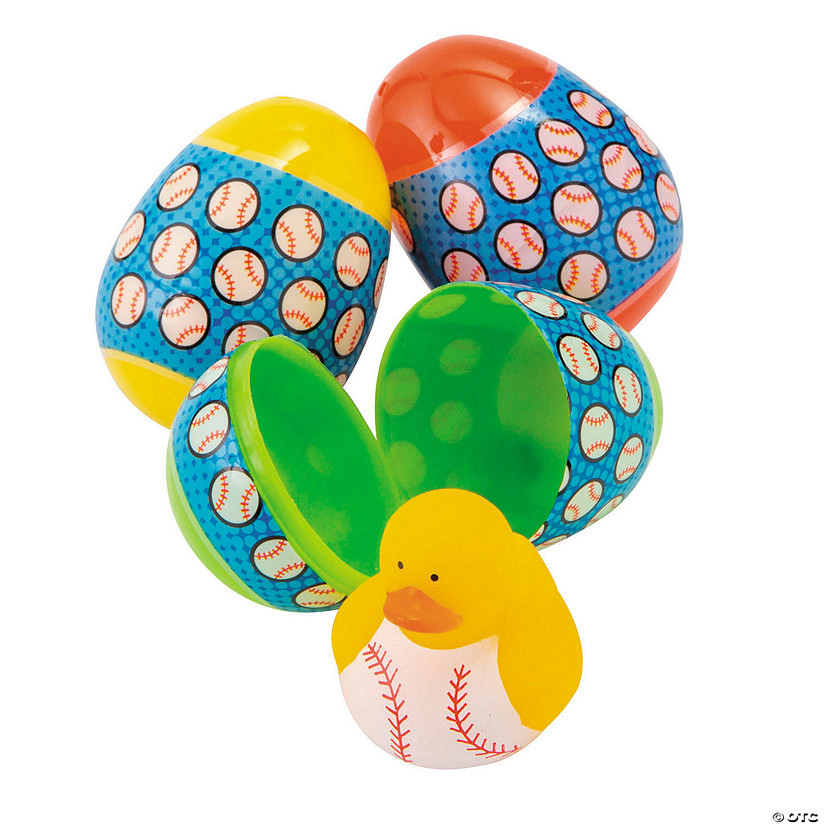 2 1/4" Baseball Duck-Filled Plastic Easter Eggs - 12 Pc. | Oriental Trading Company