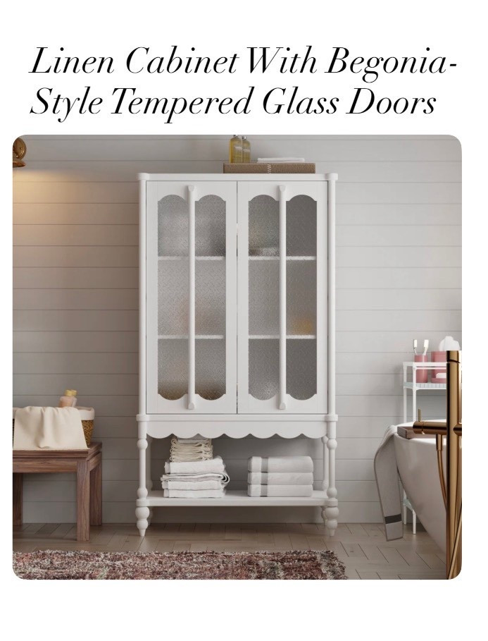 Linen Cabinet With Begonia-Style Tempered Glass Doors

#LTKHome