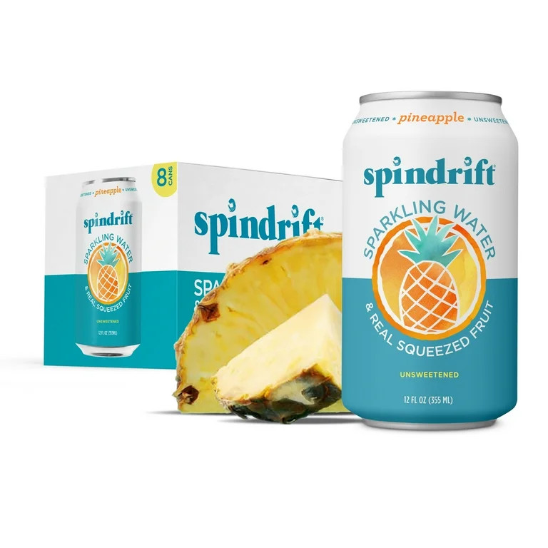 Spindrift Sparkling Water , Pineapple Flavored, Made with Real Squeezed fruit, 12 fl oz, 8 count,... | Walmart (US)