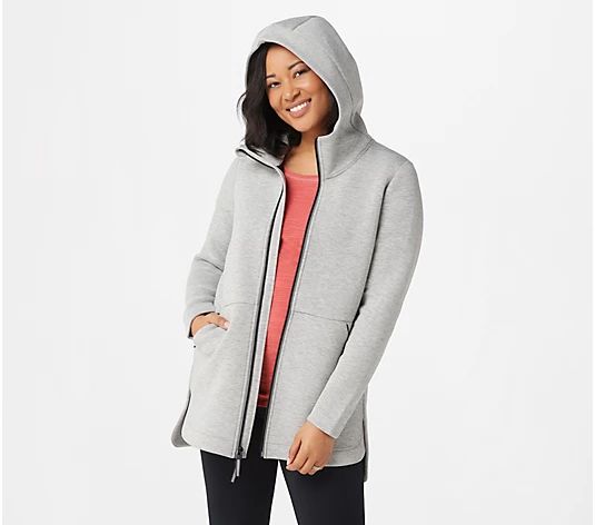 zuda Zip-Front Hooded Scuba Jacket | QVC