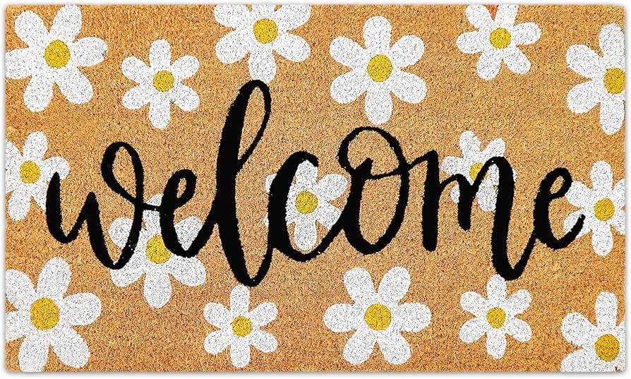 JarThenaAMCS Spring Flower Welcome Doormat Daisy Natural Coir Door Mat Non-Slip Floral Entrance D... | Amazon (US)