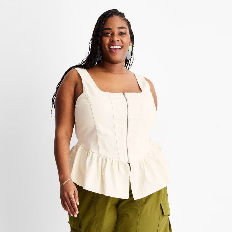 Women's Sleeveless Denim Corset Top - Future Collective™ with Gabriella Karefa-Johnson | Target