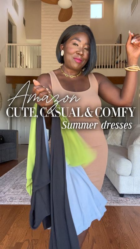 These Pumiey dresses from Amazon are a Summer must have!! So incredibly soft and stretchy! Feels so comfy to wear casually but is perfect for dressing up!! I ordered a size large in all!!

#LTKfindsunder50 #LTKstyletip

#LTKVideo