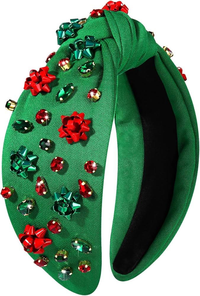 Christmas Headband for Women Holiday Christmas Accessories Beaded Xmas Bow Tree Snowflake HOHOHO ... | Amazon (US)