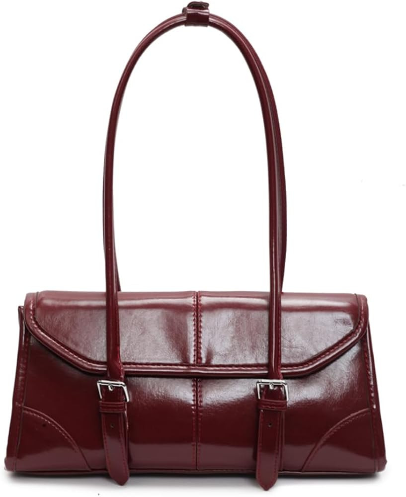 Burgundy Purses for Women, Wine Colored Purse Top Handle Fashion Leather Shoulder Bag Small Cross... | Amazon (US)