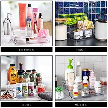 SIMPLEMADE Clear Spice Rack- Three-Tiered Shelf, Countertop, and Cabinet Storage and Spice Organi... | Amazon (US)