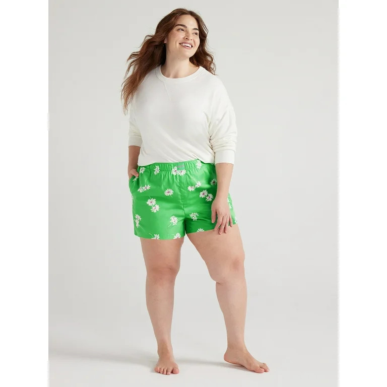 Joyspun Women's Woven Pajama Boxer Shorts, Sizes XS to 3X | Walmart (US)