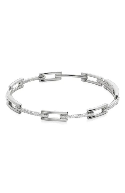Monica Vinader Lab Grown Diamond Signature Bangle in Sterling Silver/lab Dia at Nordstrom, Size Large | Nordstrom
