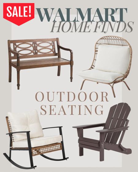 Walmart home finds! Outdoor seating. Outdoor patio furniture, folding Adirondack chairs, outdoor benches, wooden outdoor furniture  

#LTKHome #LTKSummerSales #LTKSeasonal