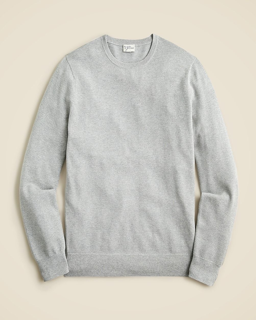 Cotton piqué-stitch crewneck sweater | J. Crew US