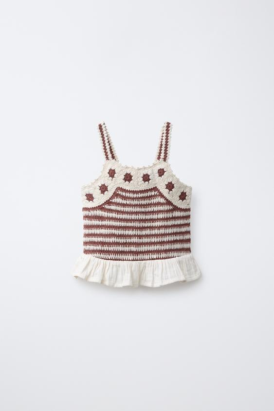 COMBINED CROCHET KNIT TOP | Zara US