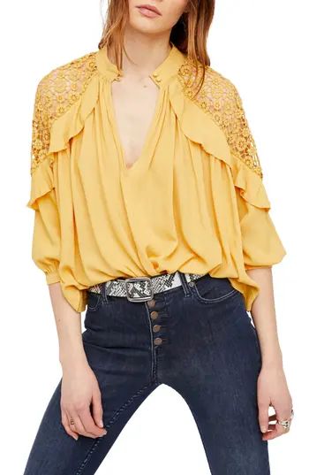 Women's Free People Little Bit Of Love Top, Size X-Small - Yellow | Nordstrom