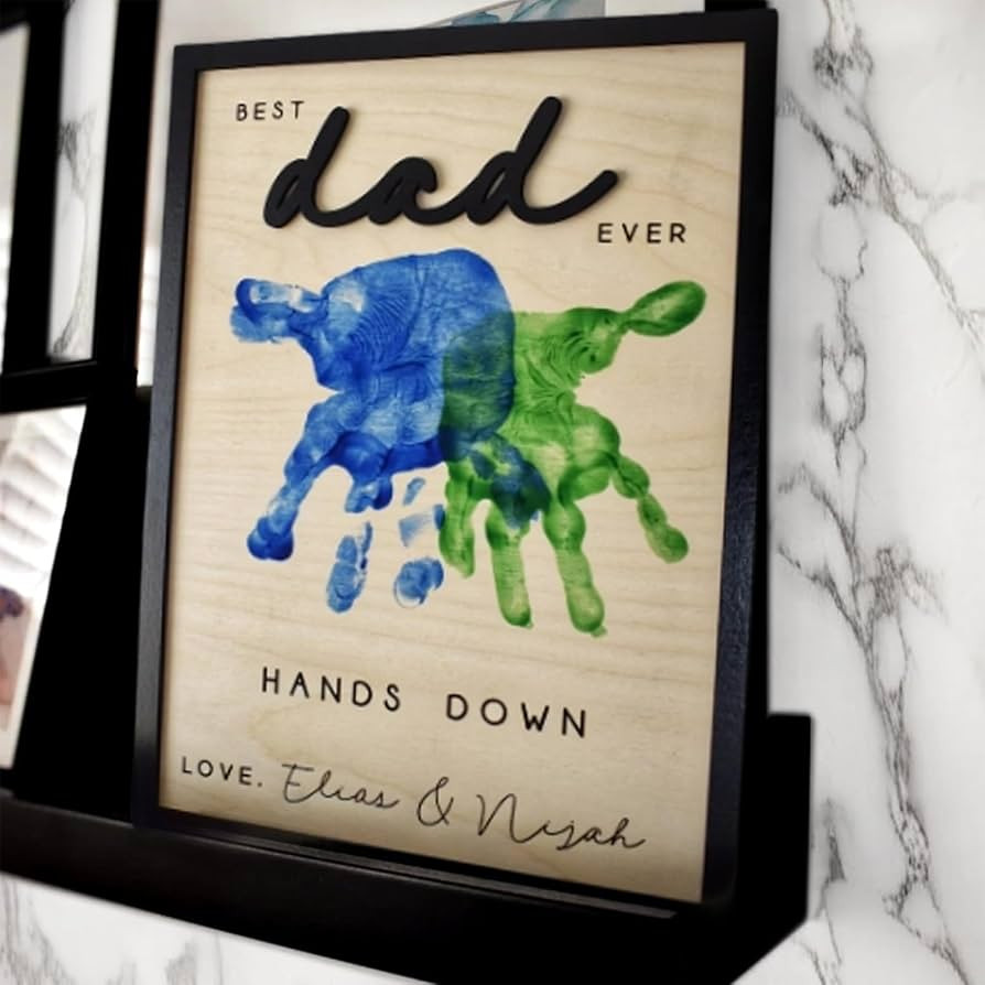 Best Dad Ever Hands Down Sign, Father's Day Wooden DIY Handprint Sign Gifts, Personalized Gift fo... | Amazon (US)