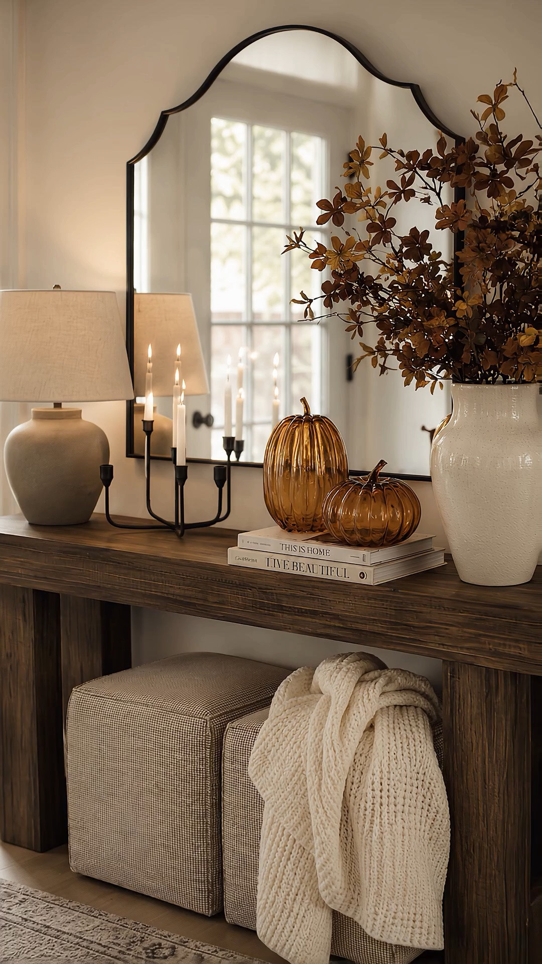 The easiest little fall refresh 🍁 A few warm-toned stems, cozy textures, amber accents, and suddenly the whole space feels ready for fall. Everything linked!

#LTKSeasonal #LTKxWalmart #LTKHome