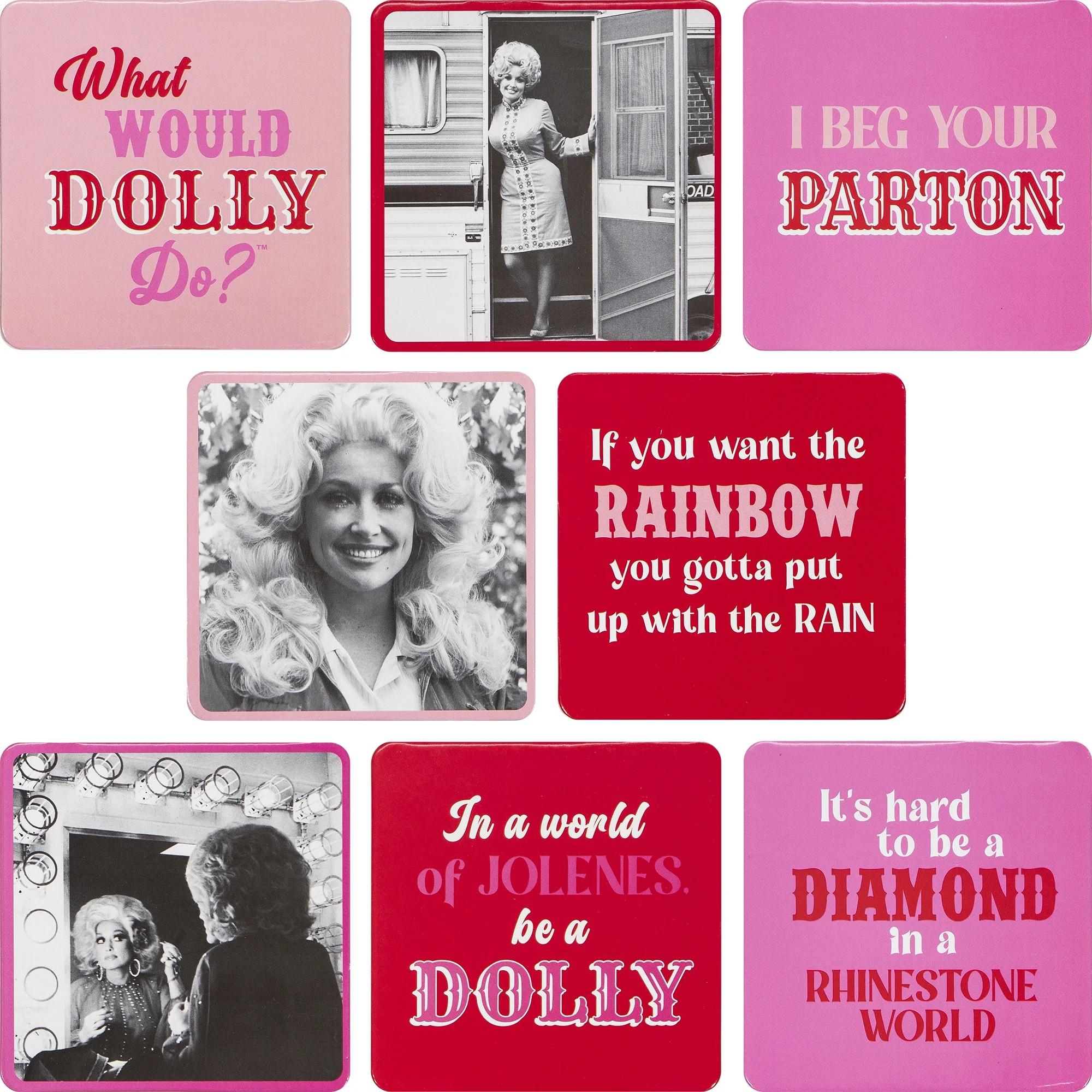 Dolly Parton Double Sided Multicolor Coasters, 8 Count | Walmart (US)