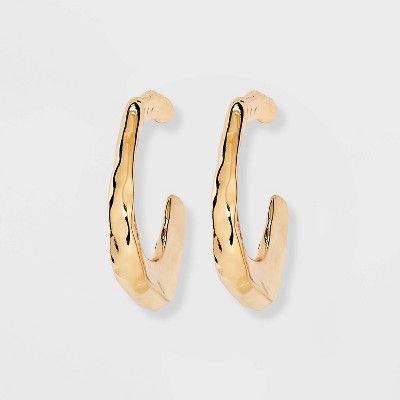Sculptural Metal Wide Hoop Earrings - A New Day™ Gold | Target