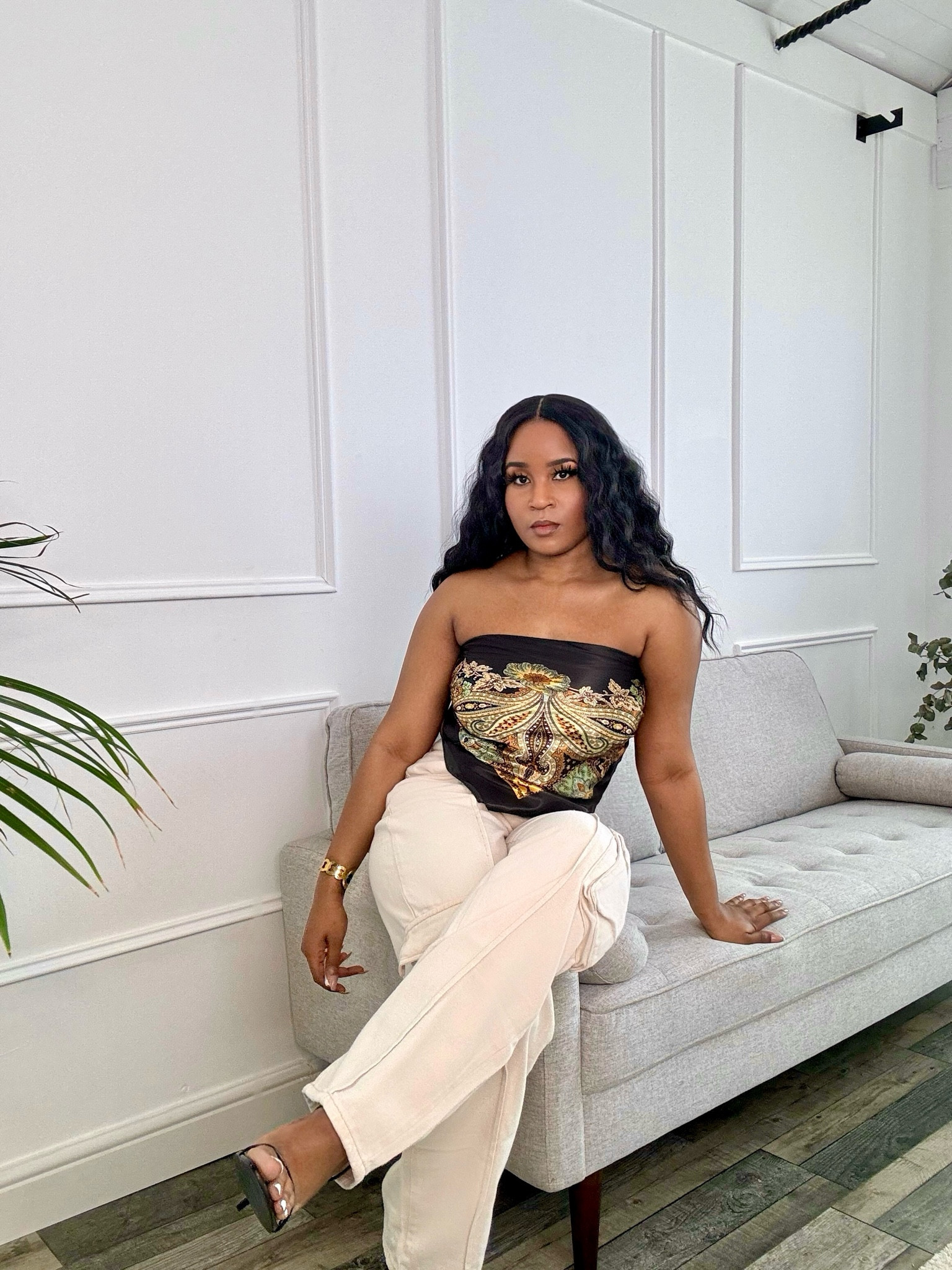 Sand Cargo pants Pocket Detail Baggy Boyfriend Jeans and bandana bandeau top for casual wear.  PLT  Pretty Little
Thing.

#LTKuk #LTKpartywear