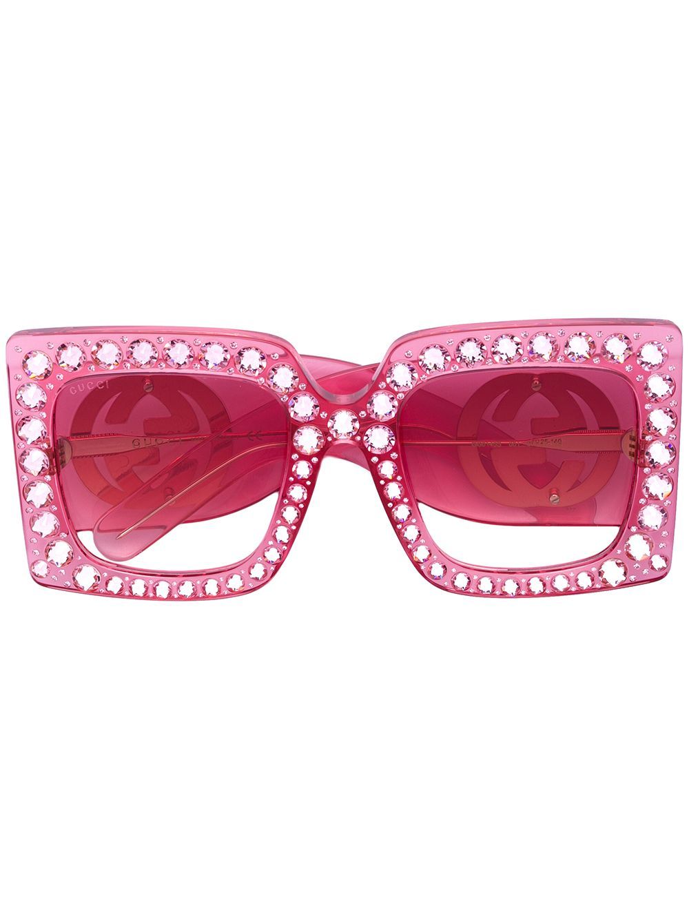 Gucci Eyewear square crystal sunglasses - Pink & Purple | FarFetch US