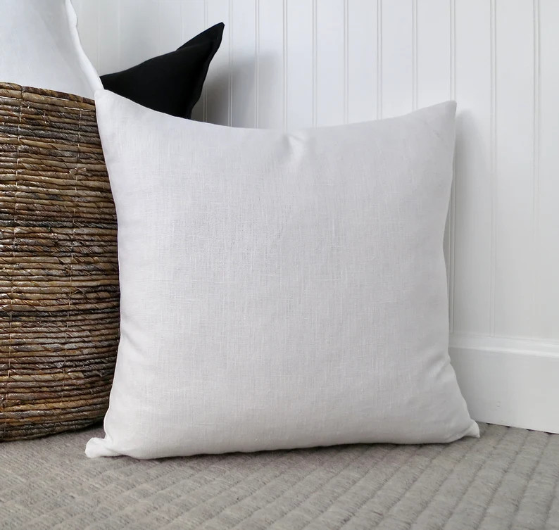White Linen Pillow Cover, Solid Pillow Cover, Euro Sham, Pillow Sham, Modern Pillow, 18 x 18,  20... | Etsy (US)