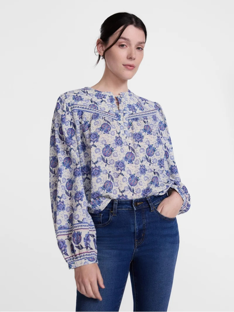Scenario Women's and Women's Plus Quilted Detail Long Sleeve Top, Sizes XS-4X | Walmart (US)