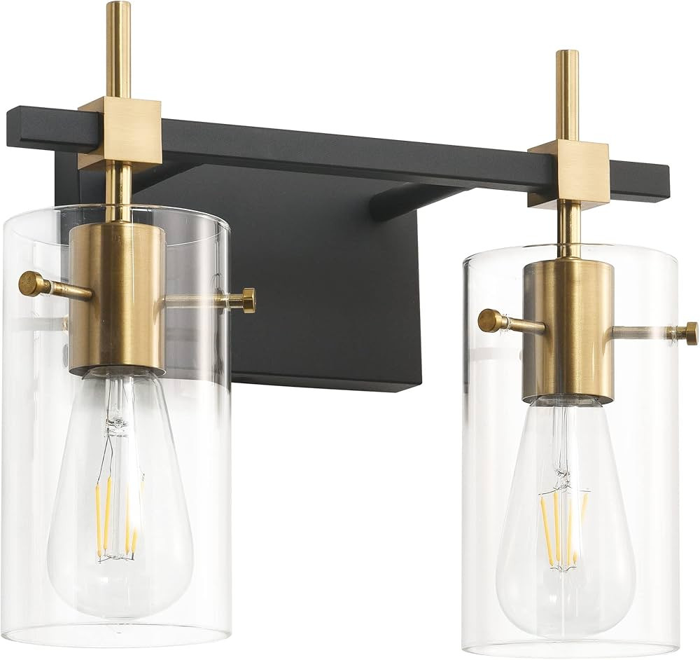 SOLFART Vintage Vanity Light Fixtures Wall Light for Bathroom Over Mirror Light with Glass Shade Lig | Amazon (US)