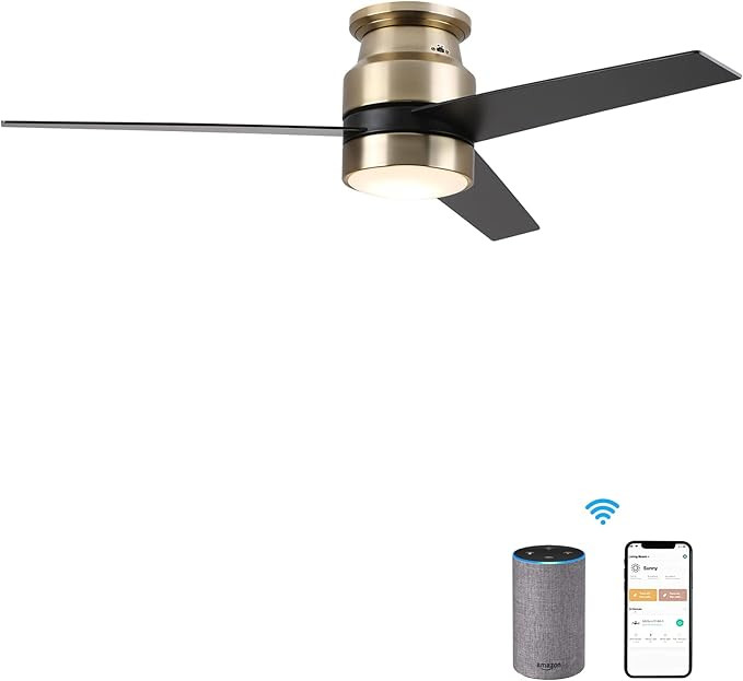 52 inch Low Profile Ceiling Fan with Light, Smart Ceiling Fan with Light Work With Alexa/Google H... | Amazon (US)