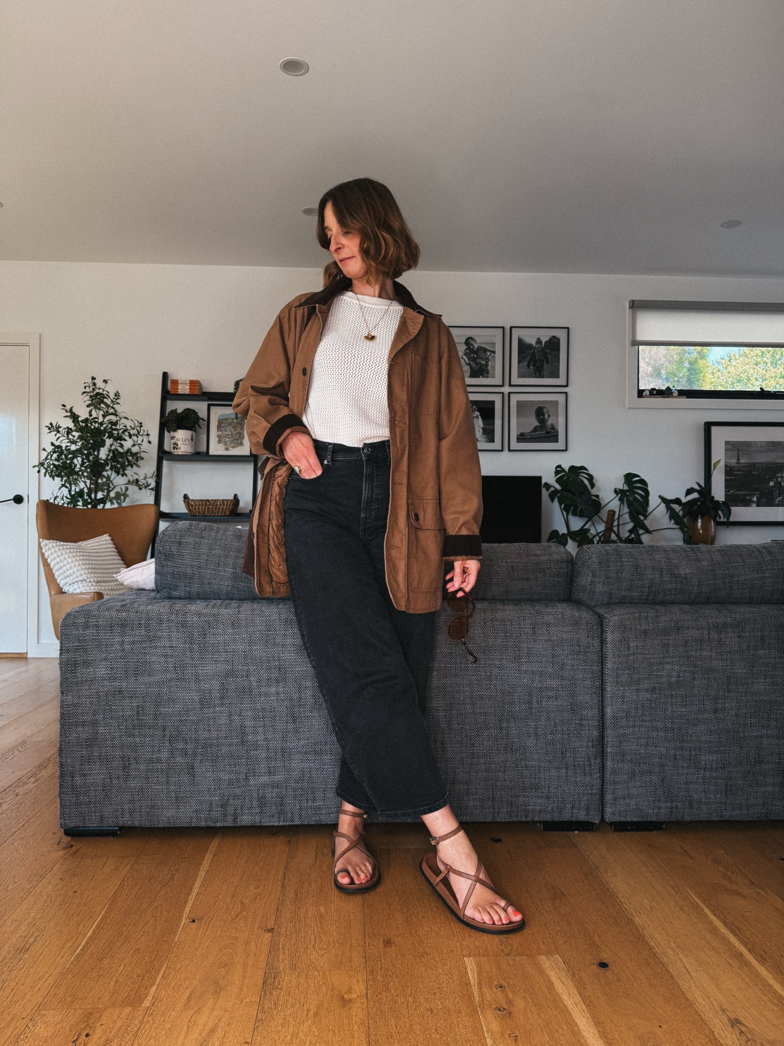 Jacket - Orvis bought via eBay. I’m
Wearing a size medium. 
Jeans - wearing my usual 26” (27 inseam) 
Sandals - tts 
Knitted tee - old from Assembly label. Wearing my usual size  

#LTKsummer #LTKFashionMonth #LTKaustralia