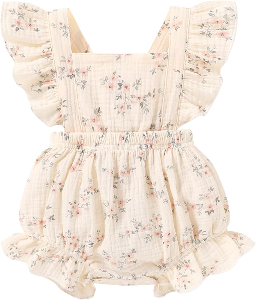 Happy Town Newborn Baby Girl Clothes Infant Summer Romper Sleeveless Floral Cute Outfits One Piec... | Amazon (US)