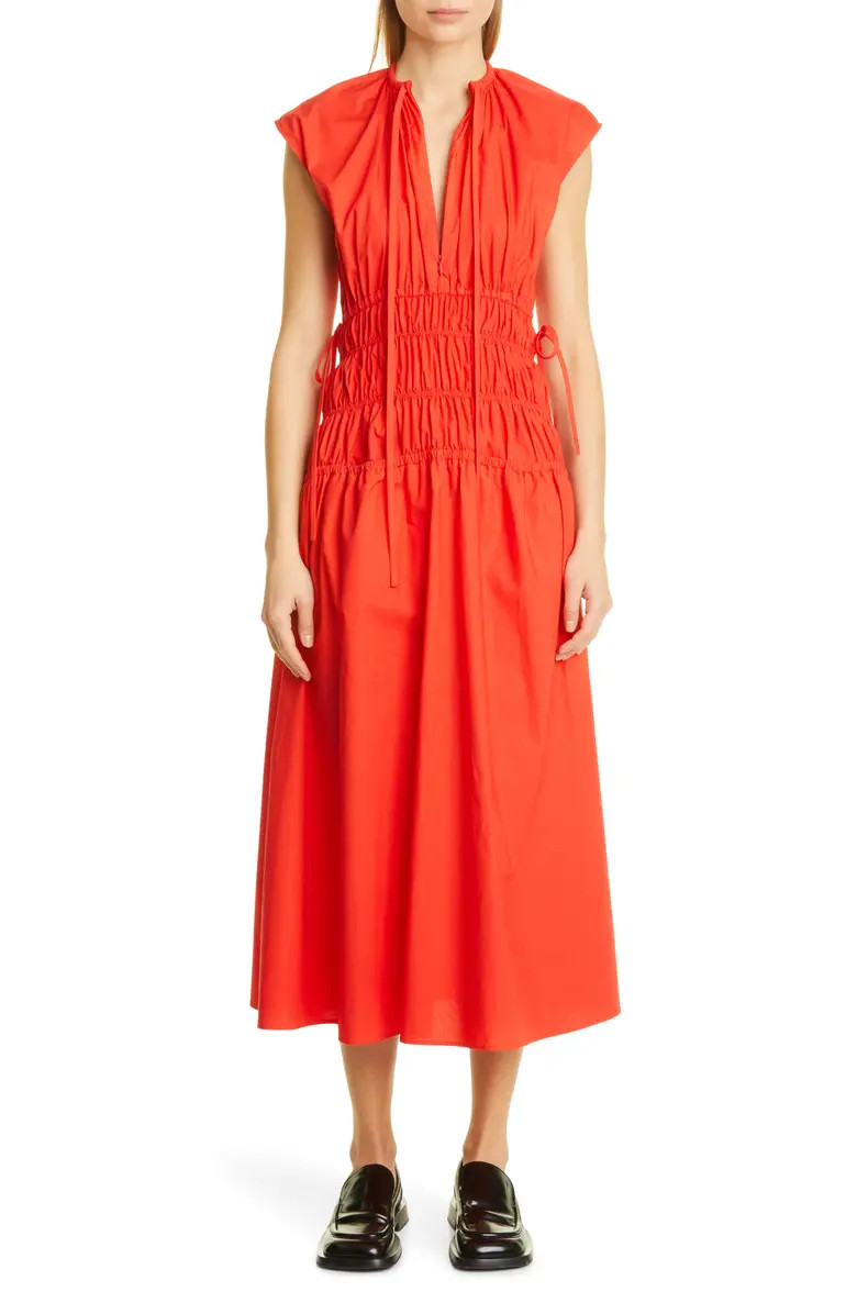 Proenza Schouler White Label Cap Sleeve Cotton Poplin Midi Dress | Nordstrom | Nordstrom