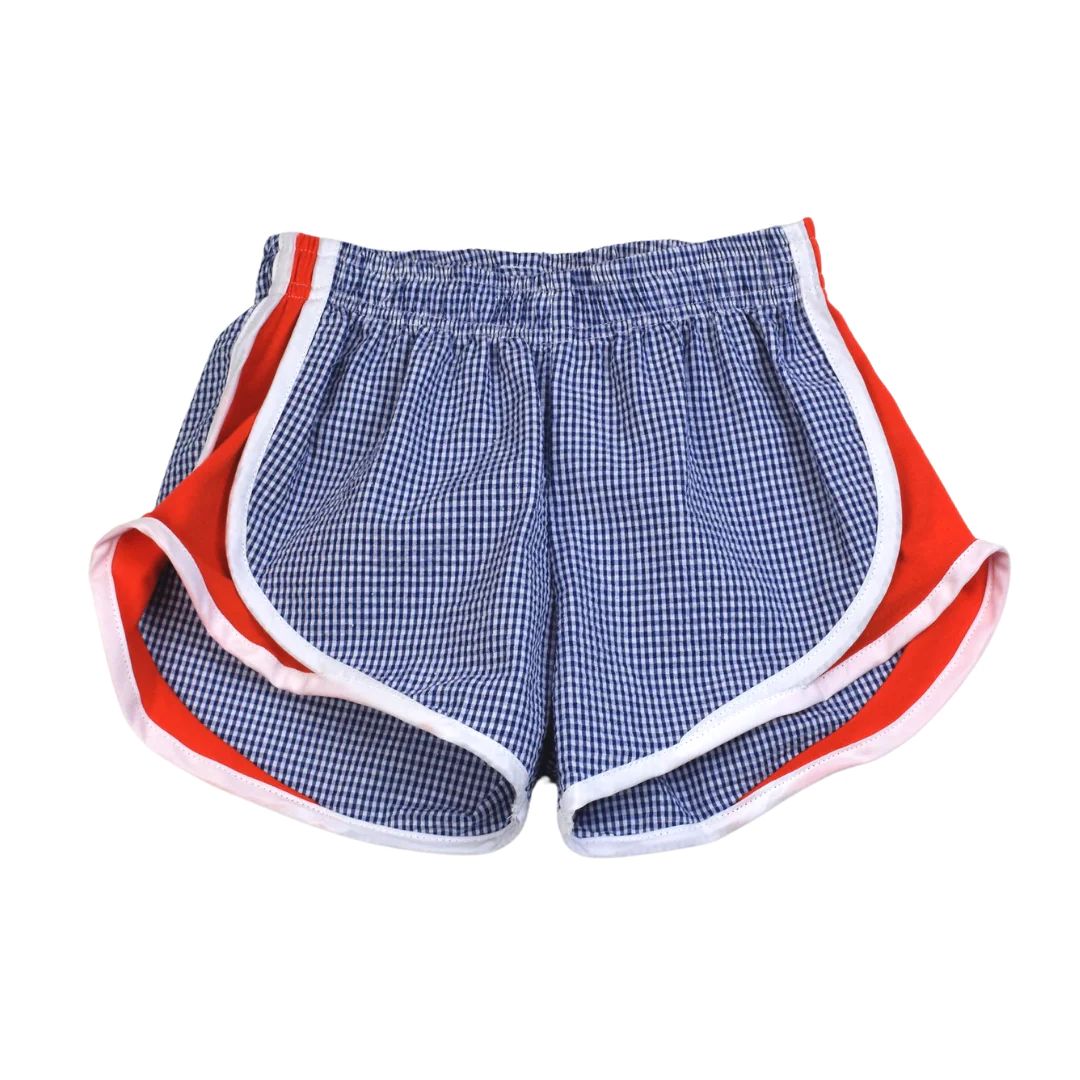 Fantasia Too Athletic Shorts - Navy Check with Red Sides | JoJo Mommy