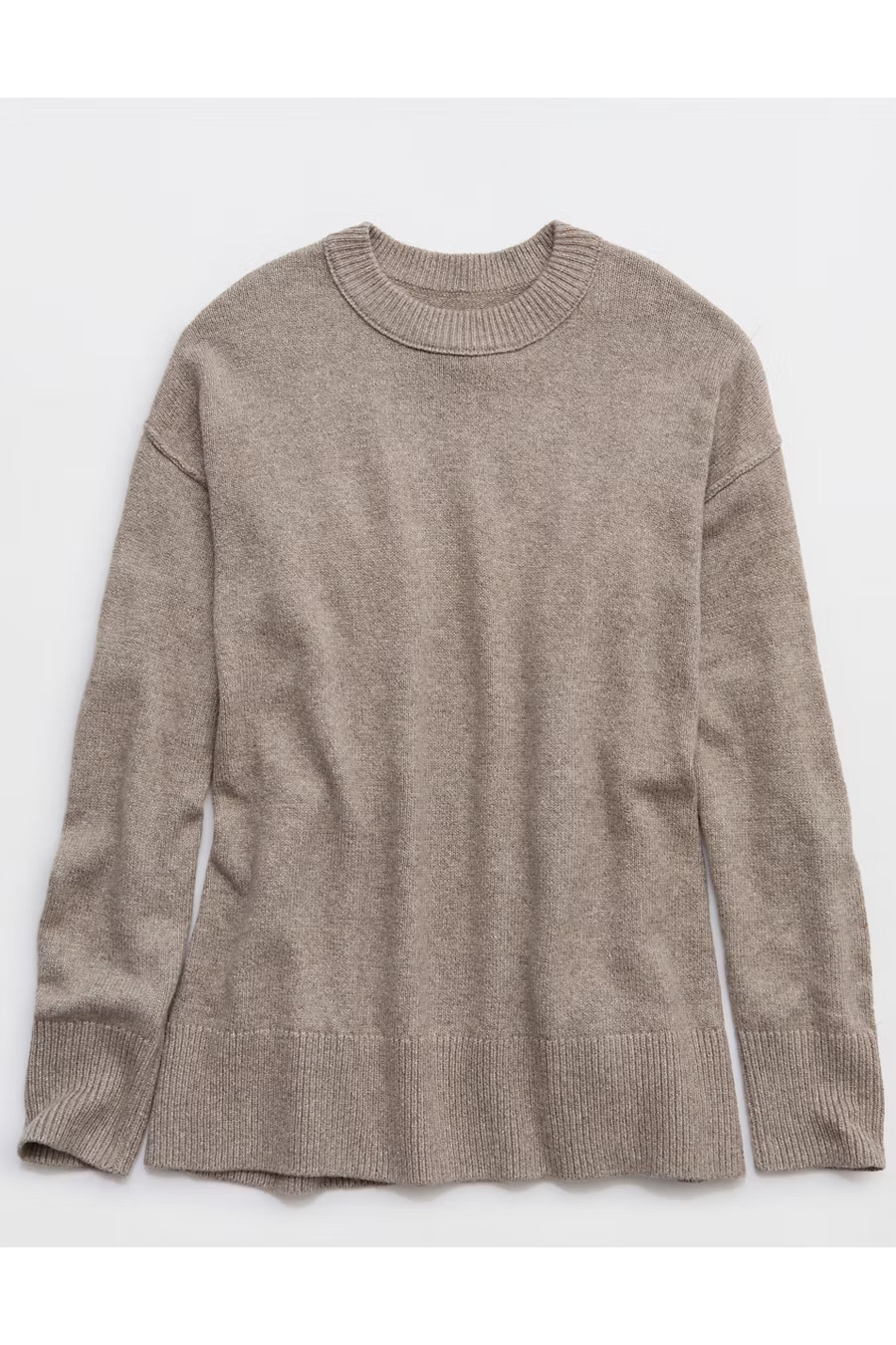Aerie Softest Luxe Crew Sweater Women's Heathered Taupe M | Aerie