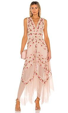 BCBGMAXAZRIA Embroidered Tulle Base Dress in Bare Pink from Revolve.com | Revolve Clothing (Global)