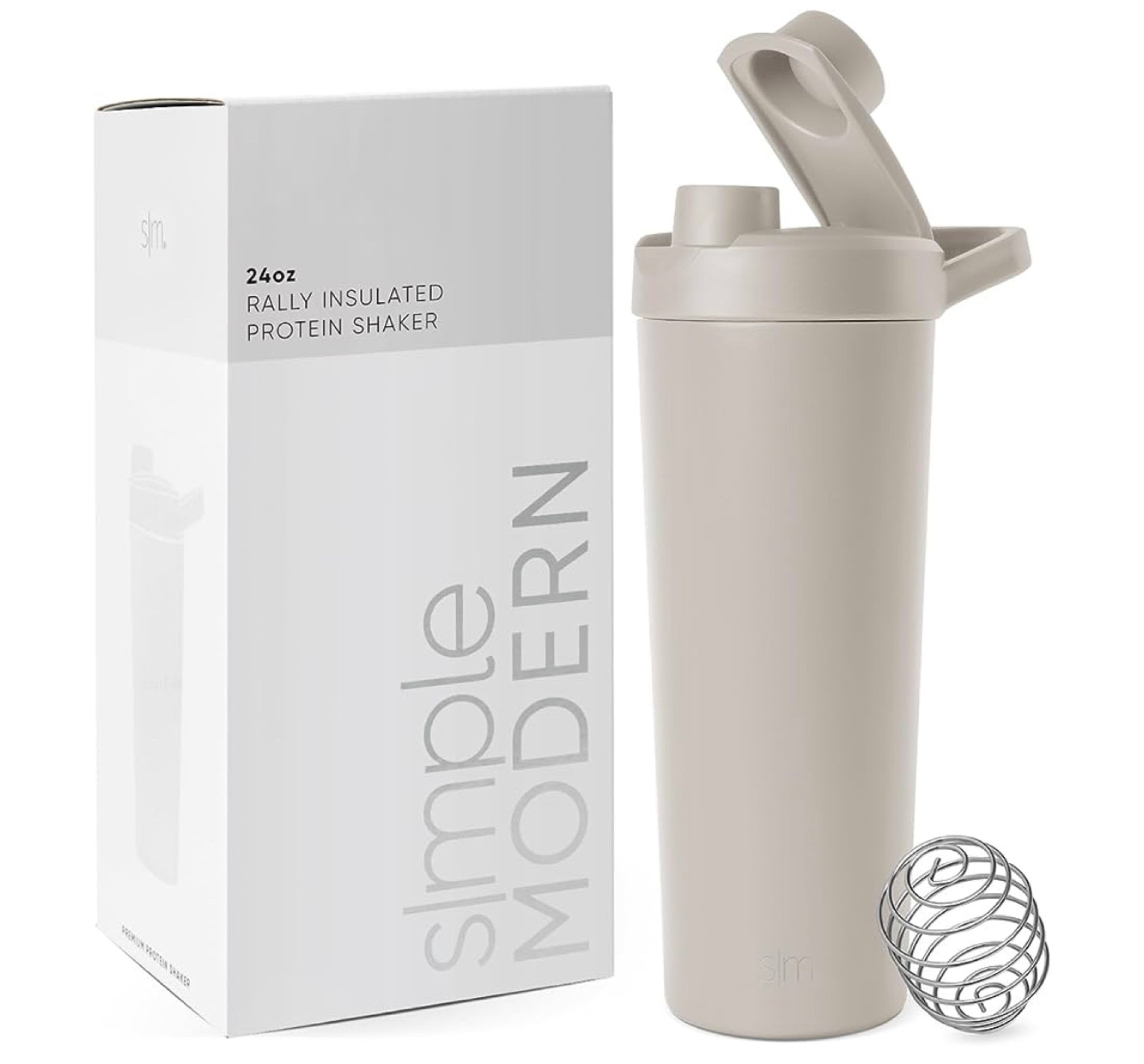 Simple Modern Stainless Steel Shaker Bottle with Ball 24oz | Metal Insulated Cup for Protein Mixes, Shakes and Pre Workout | Rally Collection | Almond Birch

#LTKfitness #LTKGiftGuide